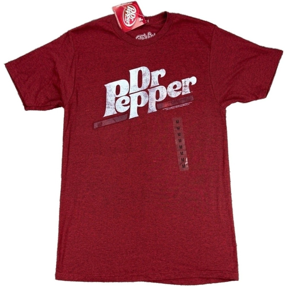 NEW Dr Pepper Logo Men's M Red Heather T-Shirt Tee Luv Graphic Cotton Blend